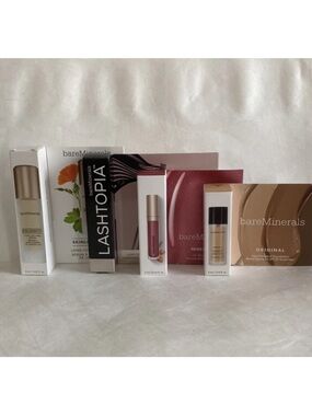 BAREMINERALS 4p Skinlongevity Lashtopia Lip Gloss Foundation Kit Neutral Ivory